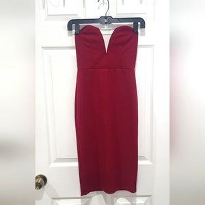 NORDSTROM-LEITH Strapless Red Bodycon Dress
